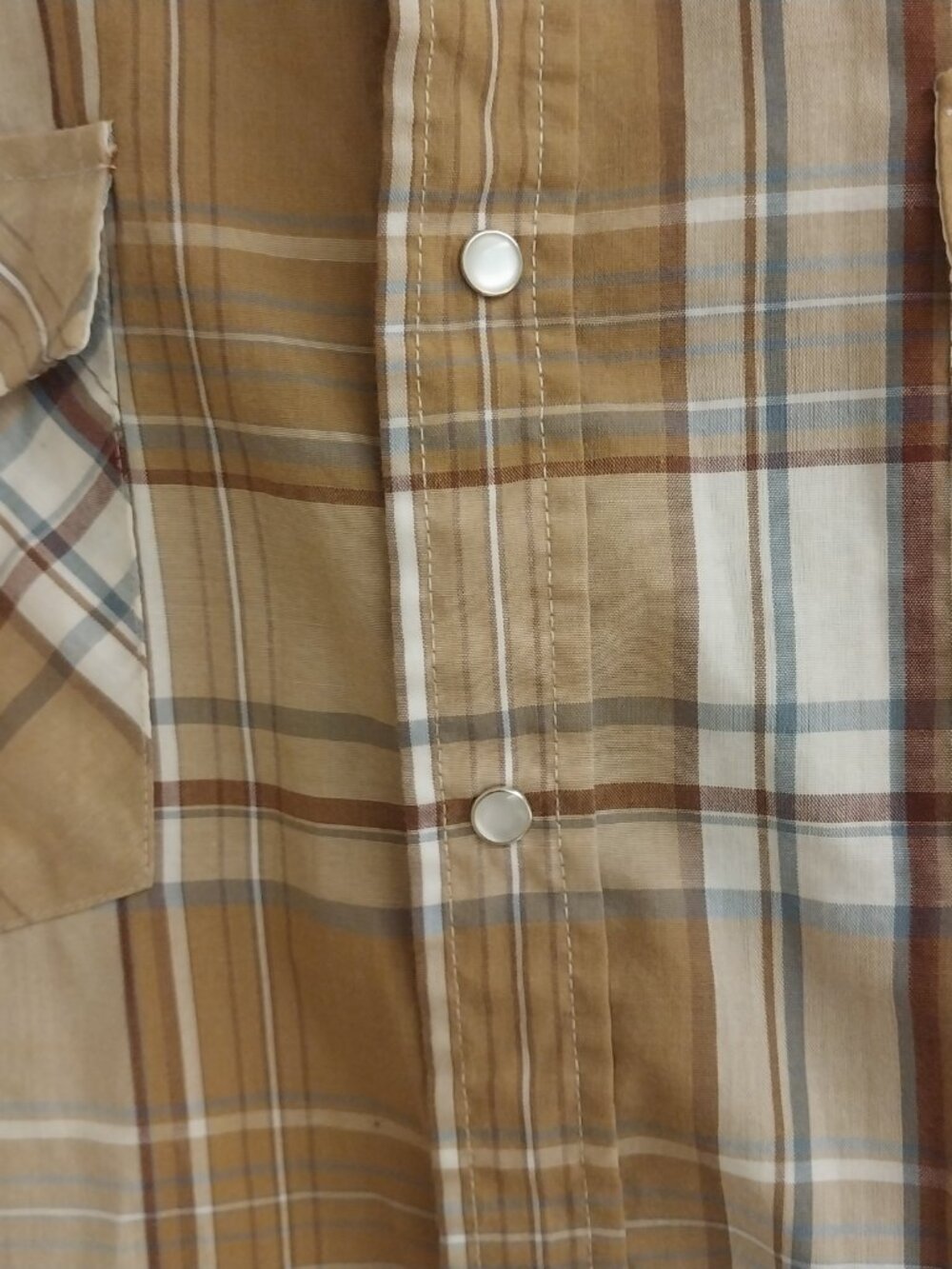 PLAINS WESTERN WEAR PEARL SNAP PLAID SIZE M SHORT SLEEVE SHIRT - Picture 4 of 13